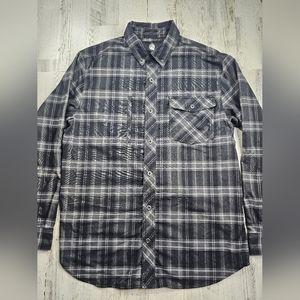 Alaskan Hard Gear By Duluth Trading Black Gray Flannel Button Up Shirt Mens Sz L